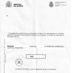 Certificado de NIE